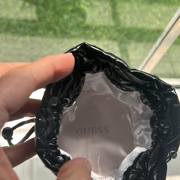 GUESS black shiny drawstring jewelry bag pouch - Picture 3 of 6